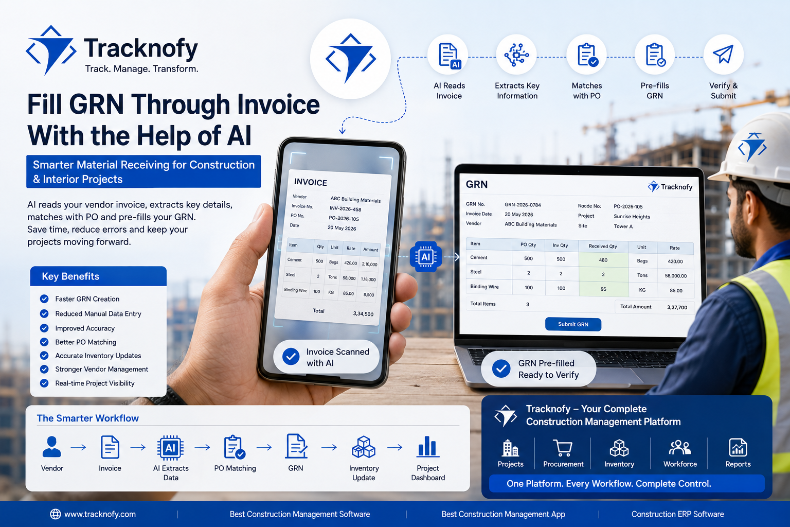 Fill GRN Through Invoice With the Help of AI: Smarter Material Receiving for Construction & Interior Projects
